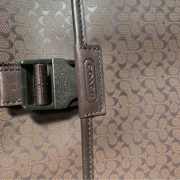 COACH Heritage Signature Embossed PVC Map Messenger Bag in Brown #F70765 - Picture 5 of 12